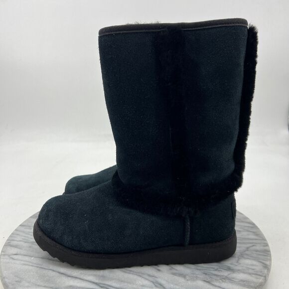 UGG Youth 4 Snow Boots Black Hadley 2 Waterproof Wool Mid Calf Tall 1106835K - Picture 4 of 14